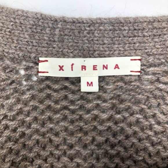 Xirena Lander Cardigan Sweater Size M Alpaca Blend Brown Stripe - Picture 6 of 8